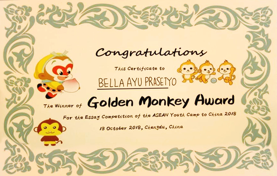 Certificate Appreciation as Winner in Golden Monkey Award